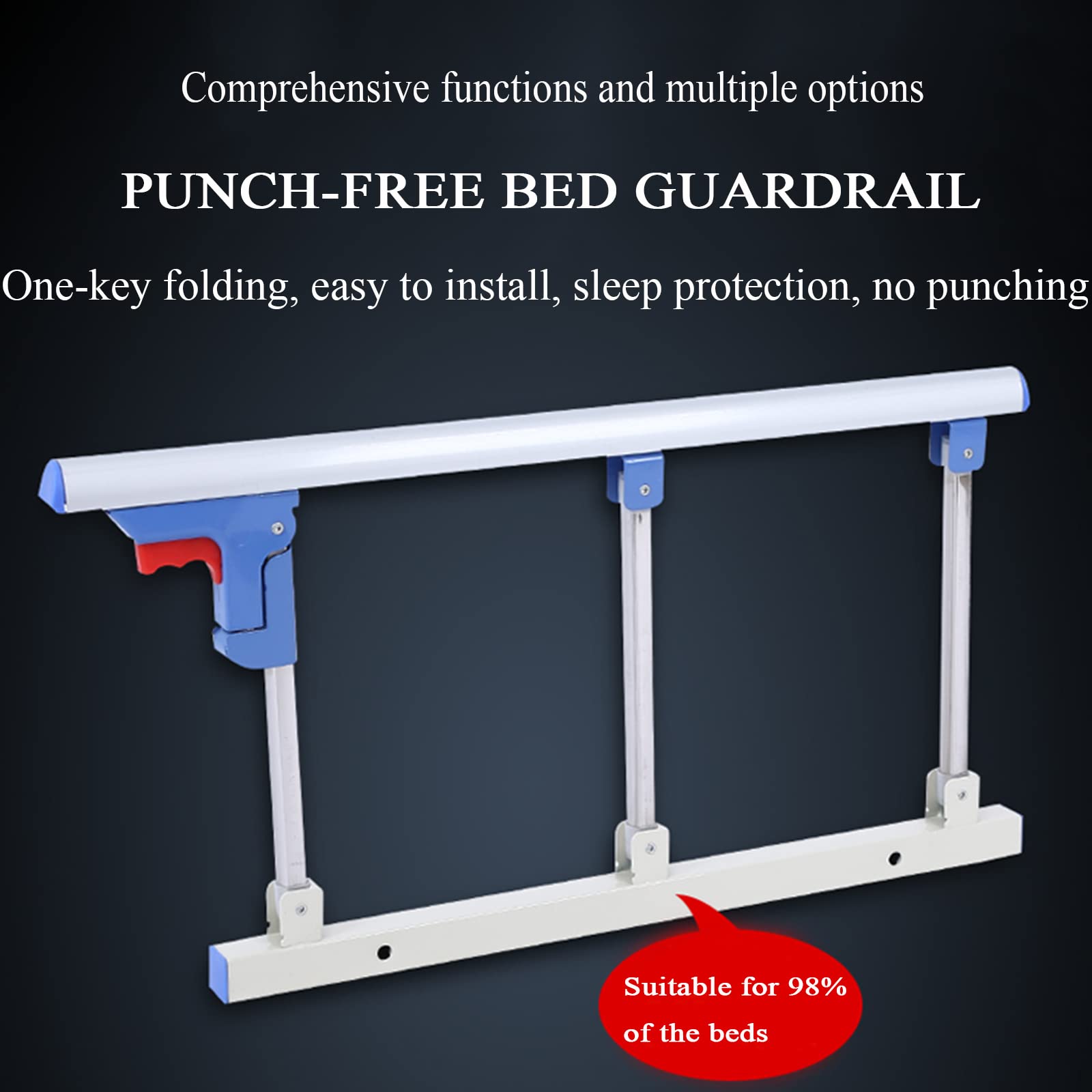Barandilla de Cama de Seguridad con protección Lateral, barandilla de Cama con asa para Personas Mayores, barandilla de protección para Adultos Plegable, Barra de Apoyo para Cama d