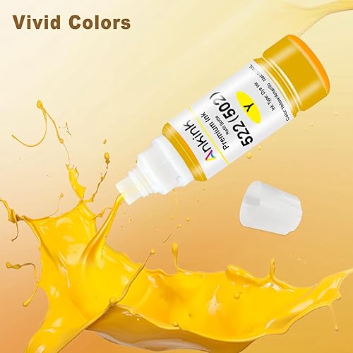 Miniatura 5 de Ankink T522 522 Botella de tinta de repuesto de alta capacidad de 20.3 onzas líquidas para botella de repuesto de tinta compatible con Epson 502 Uso
