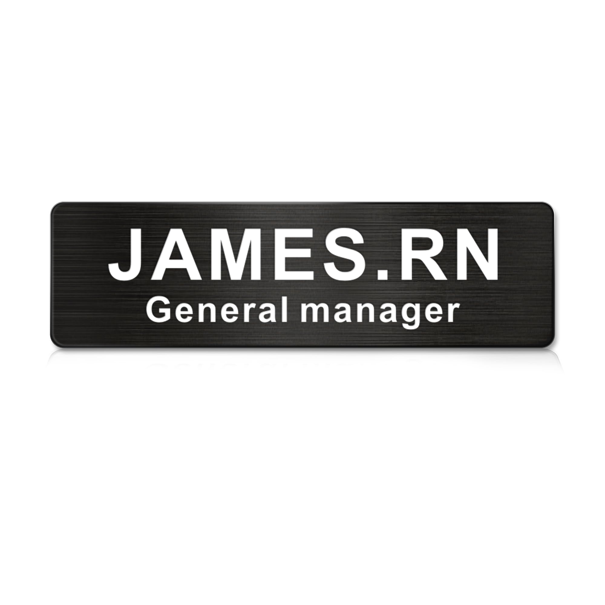 EDSG Personalised Name Badges, Engraved Name Badges for Work, 1 x 3in Name Tag with Pin or Strong Magnetic Backing, Name Badge for Teacher Business Lable Sign Employee Name Plate(Black, 1“x3”) — image 1
