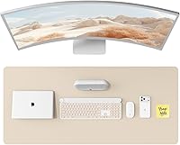 Vista 71 de YSAGi Protector de escritorio de cuero, tapete de oficina, alfombrilla grande para mouse, secante antideslizante de cuero PU, escritorio