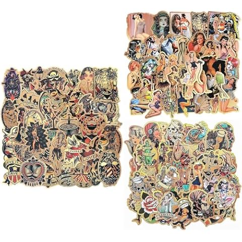 Vintage American Traditional Sticker Pack, Retro Girl Sailor Sticker and Decal for Laptops, Water Bottles, Skateboards Cover