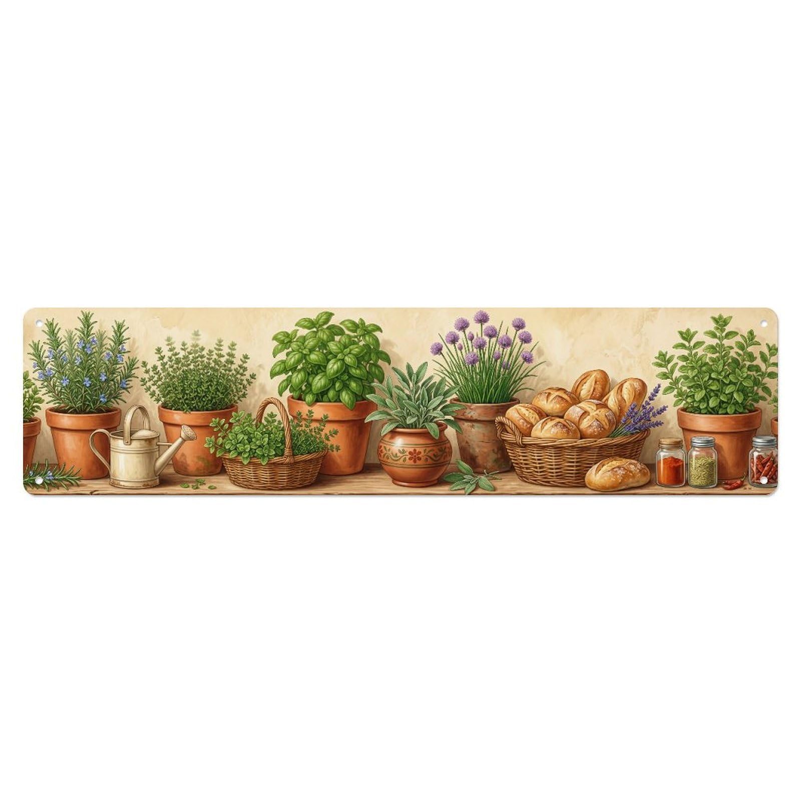 Fqnyr Style Metal Tin Sign Garden Tools Cottage Bread Baking Kitchen Pattern