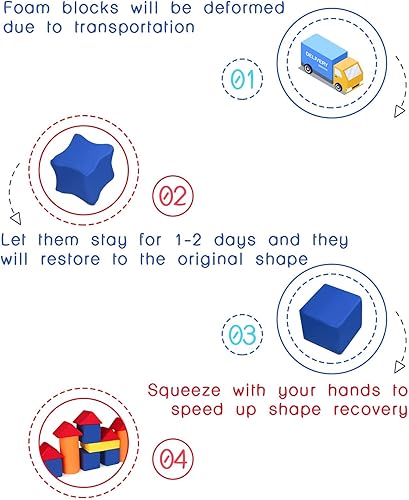 Miniatura 21 de Bloques de espuma para niños pequeños, 16 cubos suaves de espuma de colores de 5.5 pulgadas para niños, juegos de bloques de construcción de Azul