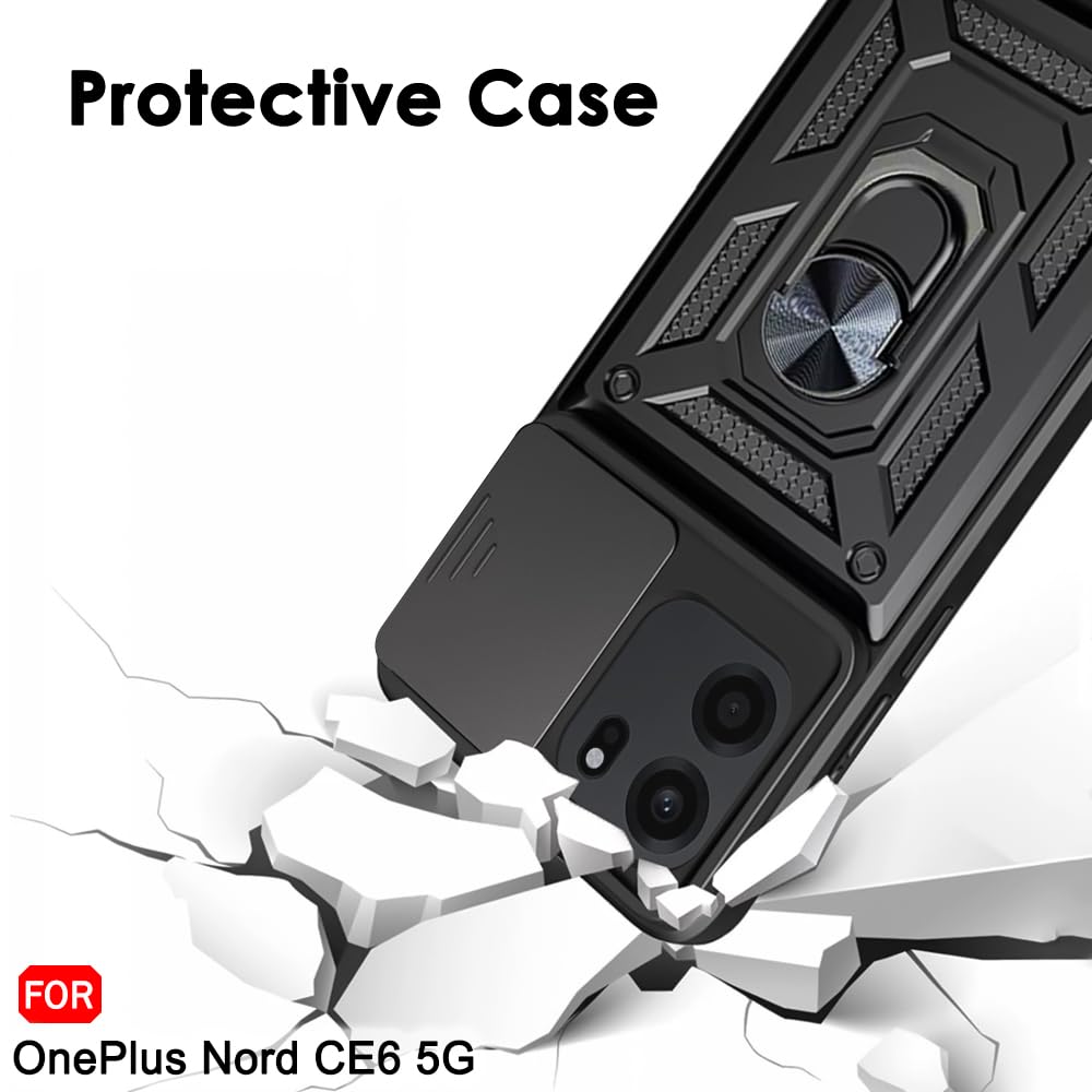 TheGiftKart Tough Armor Bumper Back Cover Case for OnePlus Nord CE 6 5G | Kickstand & Ring Holder | 360 Degree Protection Back Case Cover for OnePlus Nord CE6 (PC & TPU, Sliding Camera Cover, Black) — Amazon image 7