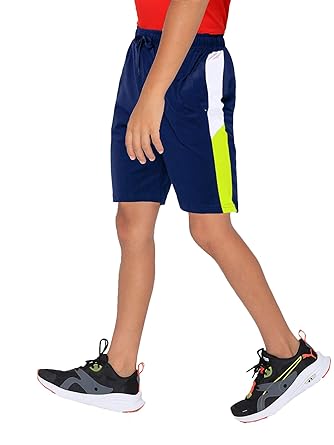 Maniac Color Block Boys Navy Cotton Shorts