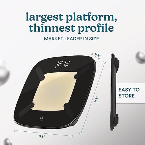 Miniatura 6 de Homedics Báscula inteligente digital, pantalla LED con detección de movimiento, análisis de 13 métricas corporales, sincronización Bluetooth,