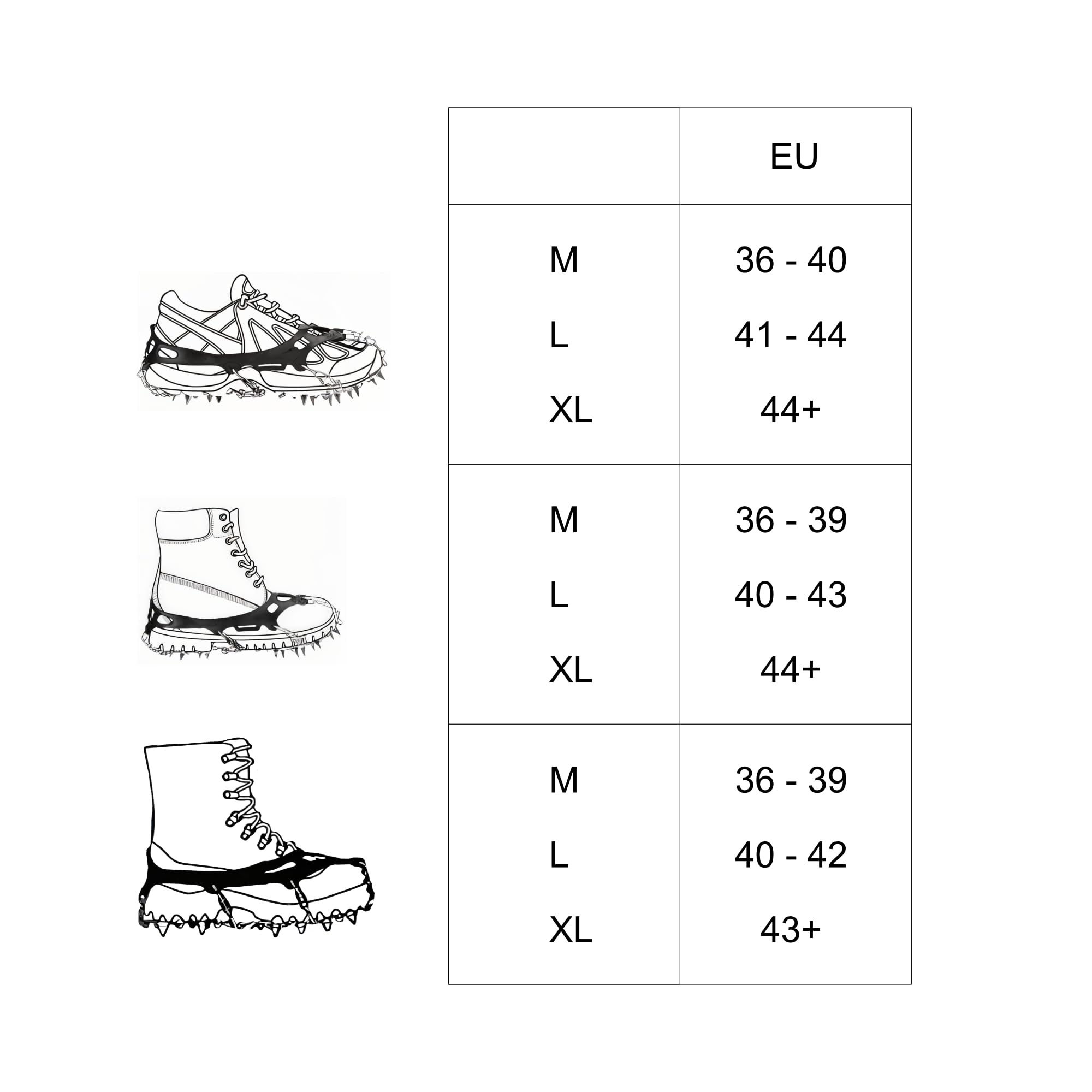 Crampons Neige et Glace pour Chaussures avec Griffes en Acier. Idéal pour Sports de Plein air, randonnées et promenades en Hiver