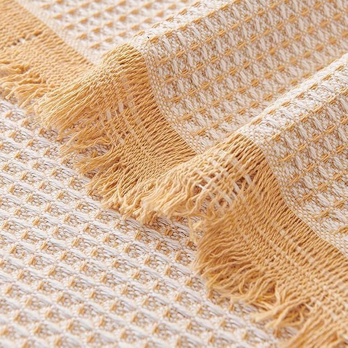 Couverture de canapé jeté de canapé coton réversible avec pompons - 6