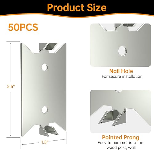 Miniatura 9 de FOROIRON Paquete de 200 placas de clavo para tachuelas de madera, placa protectora de alambre de cable, protector de placa de protección antiuñas,