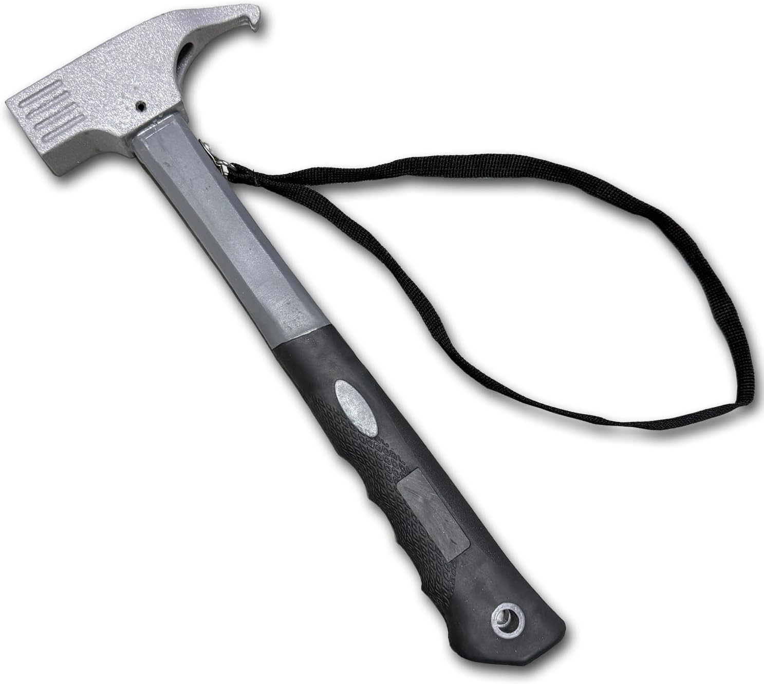 Professional Camping Hammer with Stake Puller - 17oz Multi-Functional Tent Mallet for Outdoor Use, Anti-Slip Rubber Grip & Safety Lanyard