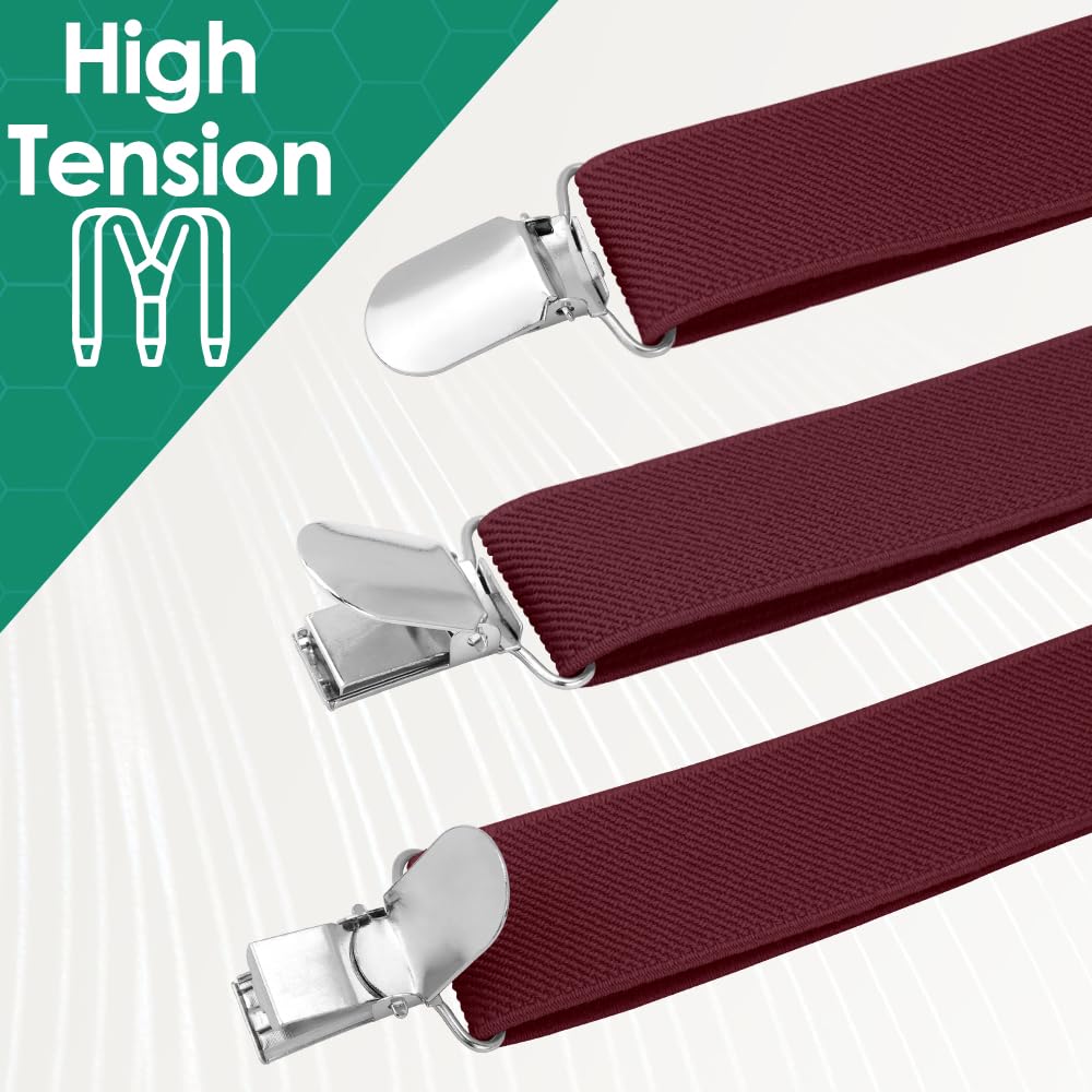 Tirantes ajustables para hombre con correas elásticas y espalda en Y, tirantes de senderismo debajo de la ropa, Rojo vino