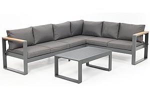 BPS Modern Aluminum Patio Sectional Furniture Set with Plush Cushions