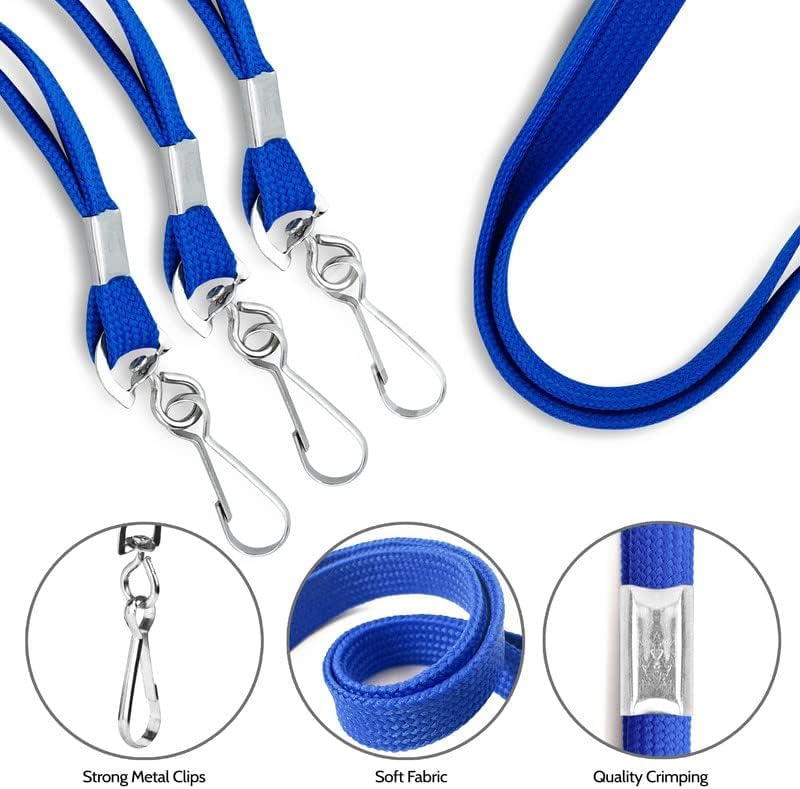 Image of Tubeless Flat Lanyard ID Badge Lanyards with Swivel J-Hook for ID Name Tags and Badge Holders