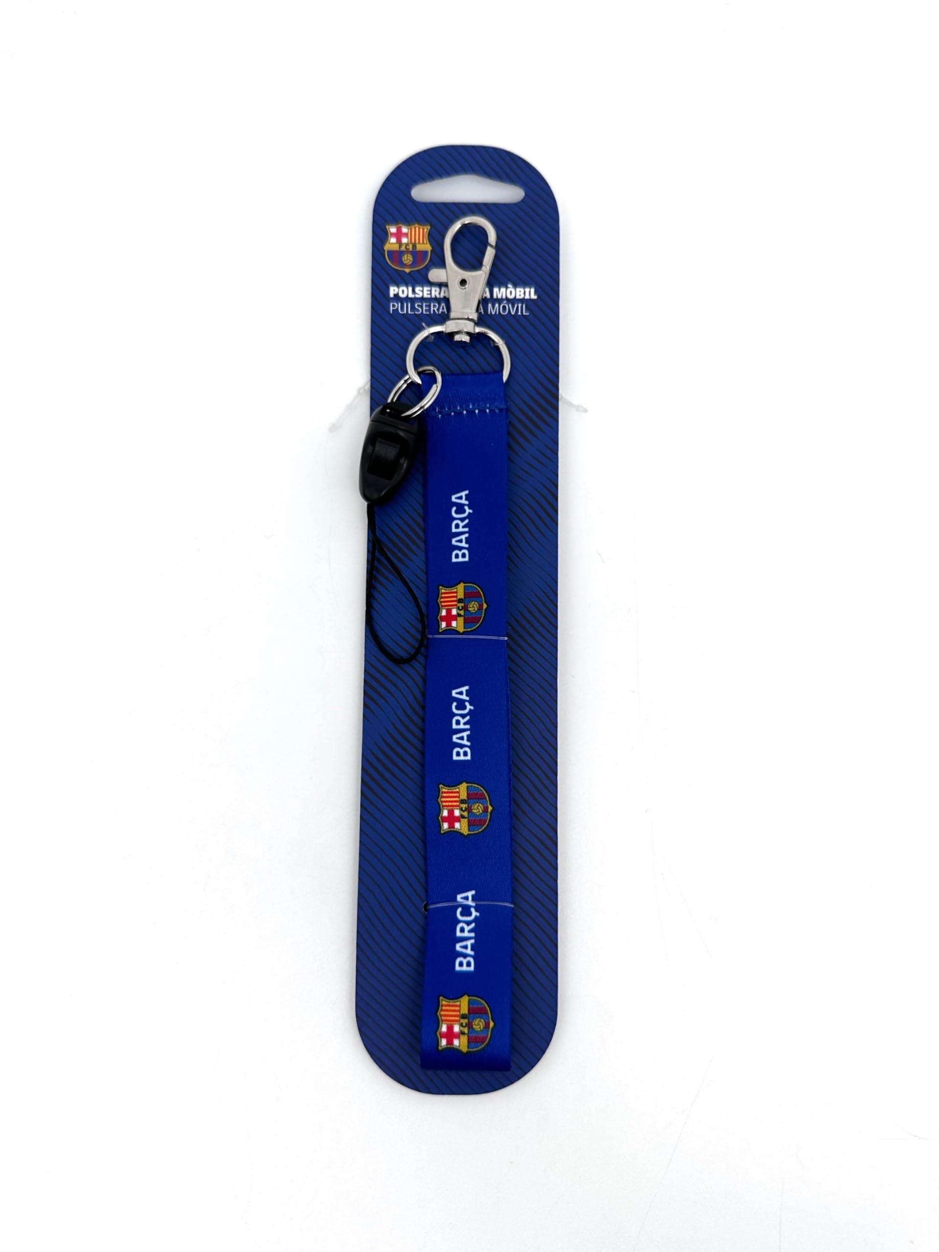 F.C. Barcelona Pulsera Lanyard Oficial 100% Poliéster Soporte Smartphone Mosquetón