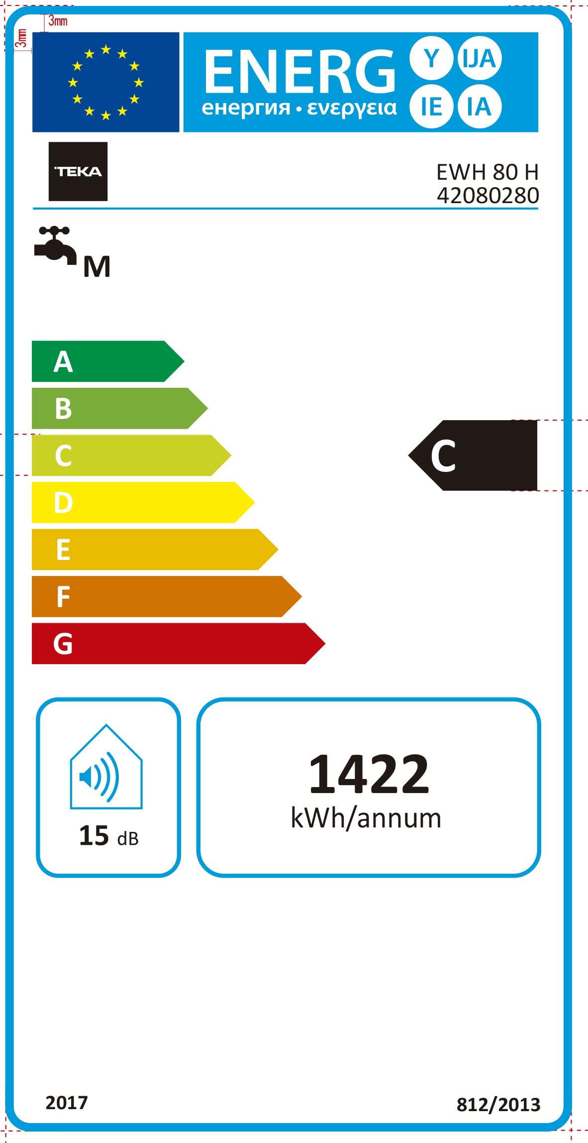 TEKA Termo Eléctrico 73 L, Instalación Vertical y Horizontal, Tanque Zafiro, Resistencia Cerámica, Protección Sobrecalentamiento, Modelo EWH 80 H