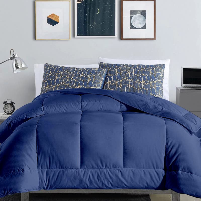 MammaYo Razzai Down Alternative Soft Quilted 300 GSM All Weather Comforter (90" x 90" Inches/228cm x 228cm) - Queen Size Comforters|Medium Blue| TC - 400
