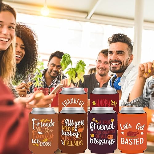Miniatura 5 de 6 piezas de decoraciones de regalo de amigos, fundas para latas de amigos, reunión de amigos, enfriador, neopreno, Acción de Gracias, decoración de