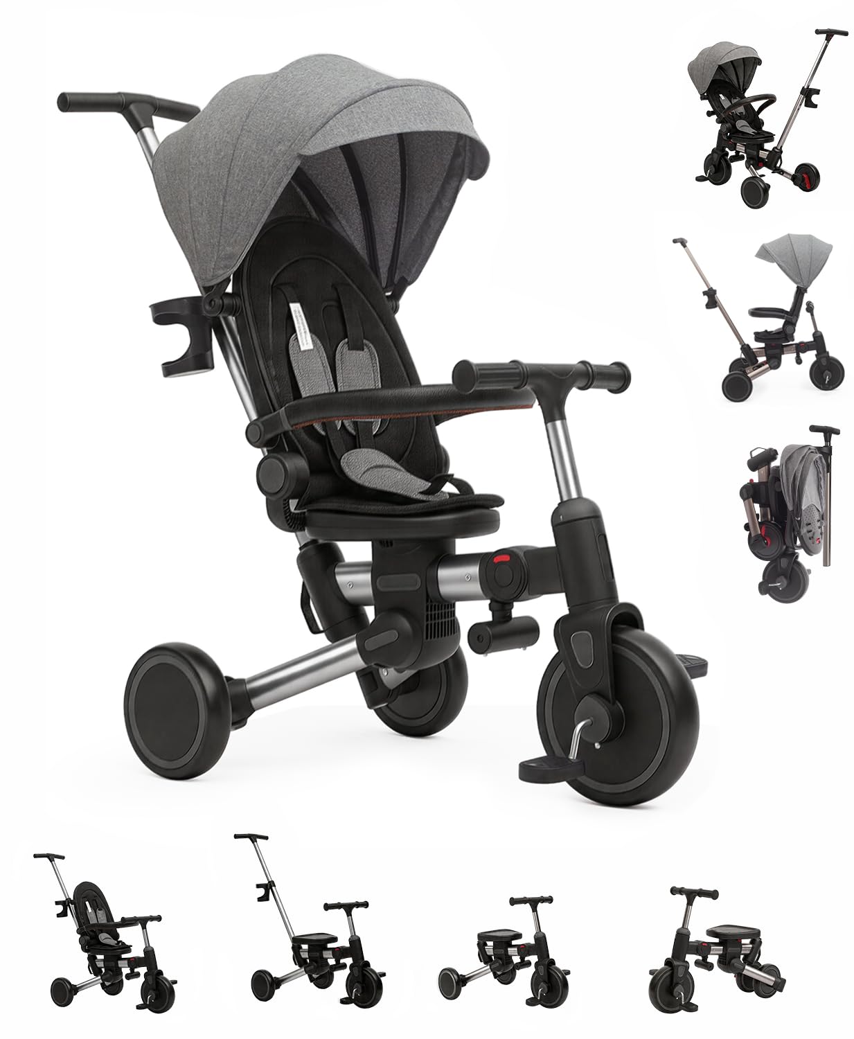 Amazon.co.jp: 【ASOWTREND】 子供用三輪車 7in1 折りたたみ 手押し棒