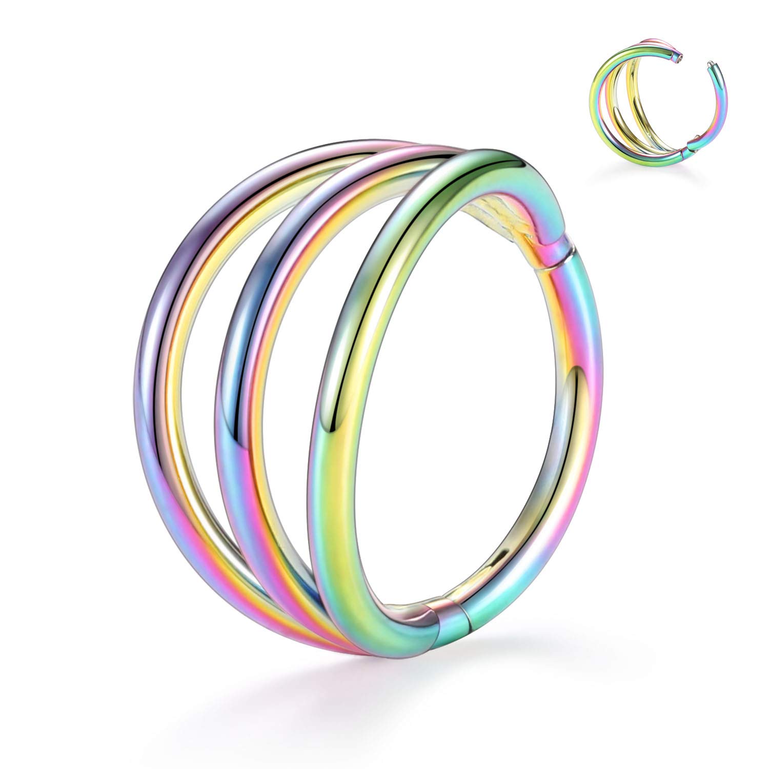 hengkaixuan Triple Double Nose Hoop Ring Sleeper Hoop Earring Helix Rook Conch Cartilage Daith Tragus Earrings Septum Ring Lobe Nose Piercing Jewellery for Women — view 26