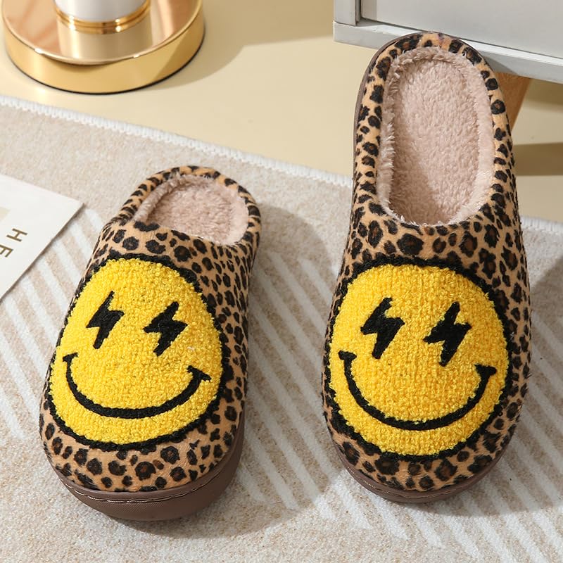 Smile Face Slippers Retro Smile Slippers Comfy Smile Face Slippers for Women Cozy Happy Face Slippers with Smile Face Preppy Slippers Casual Slippers Unisex3