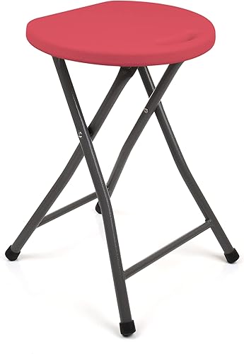 Miniatura 6 de Mintra Taburetes plegables - 18.5 pulgadas de altura, metal, resistentes (1 paquete, marrón)