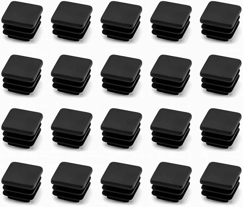 Lamellar Plugs Black for Square Tubes, Polyethylene End Plugs for Furniture, Frames, Metal Construction, Tables Constructions (70 x 70 mm (Pack of 20))