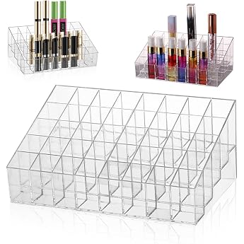 Cosmetic Organizer Transparent Make Up Organizer 40 Compartments Cosmetic Holder Acrylic Lipstick Holder Cosmetic Stand Acrylic Organizer Empty Lip Box for Jewellery Nail Polish