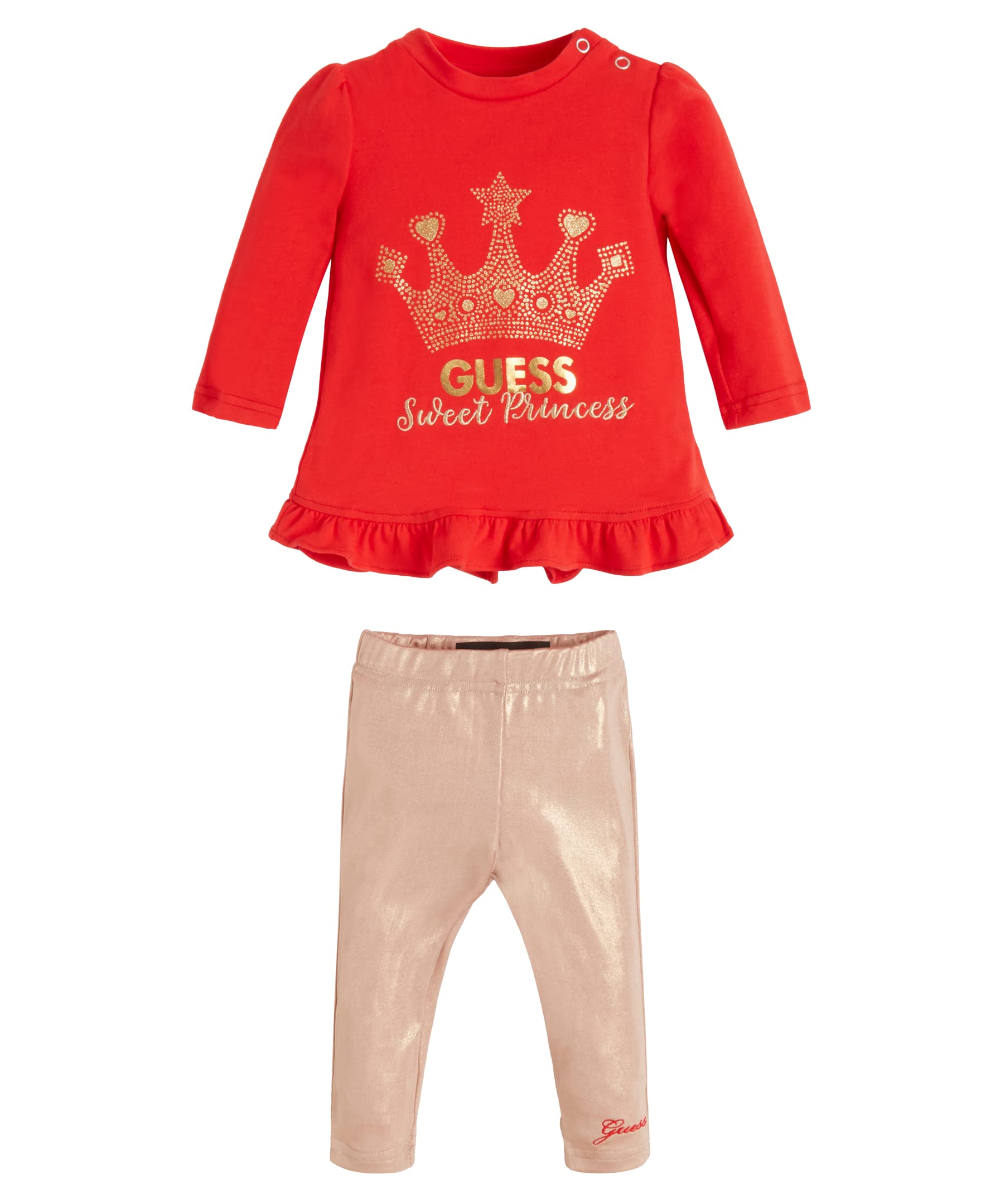 baby-girls Glitter and Foil Print Artwork Ruffled T-shirt and Metallic Stretch Legging 2 Piece Set 2 Piece Set (pack of 2)