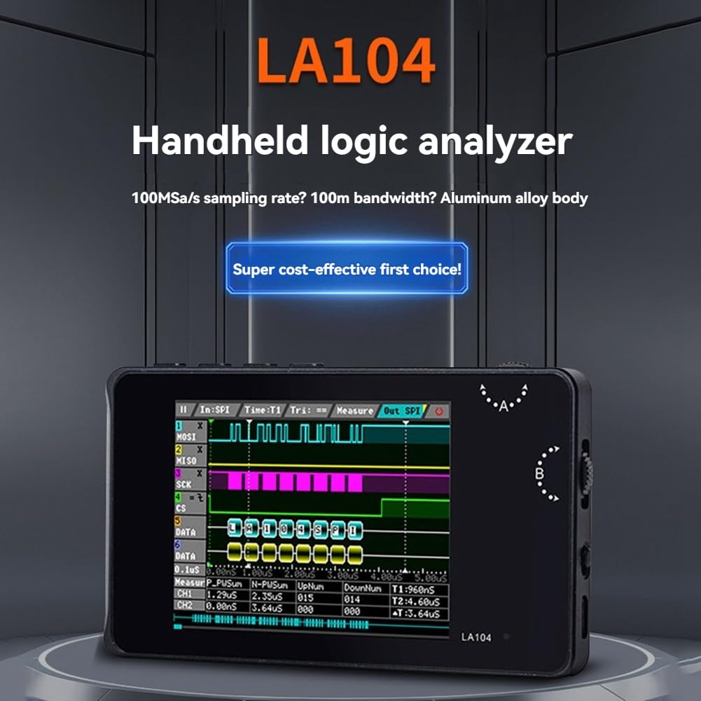 Digitaler Logikanalysator LA104, 4-K-Oszilloskop, SPI IIC, UART, programmierbar, maximale Abtastrate von 100 m, Sa/S