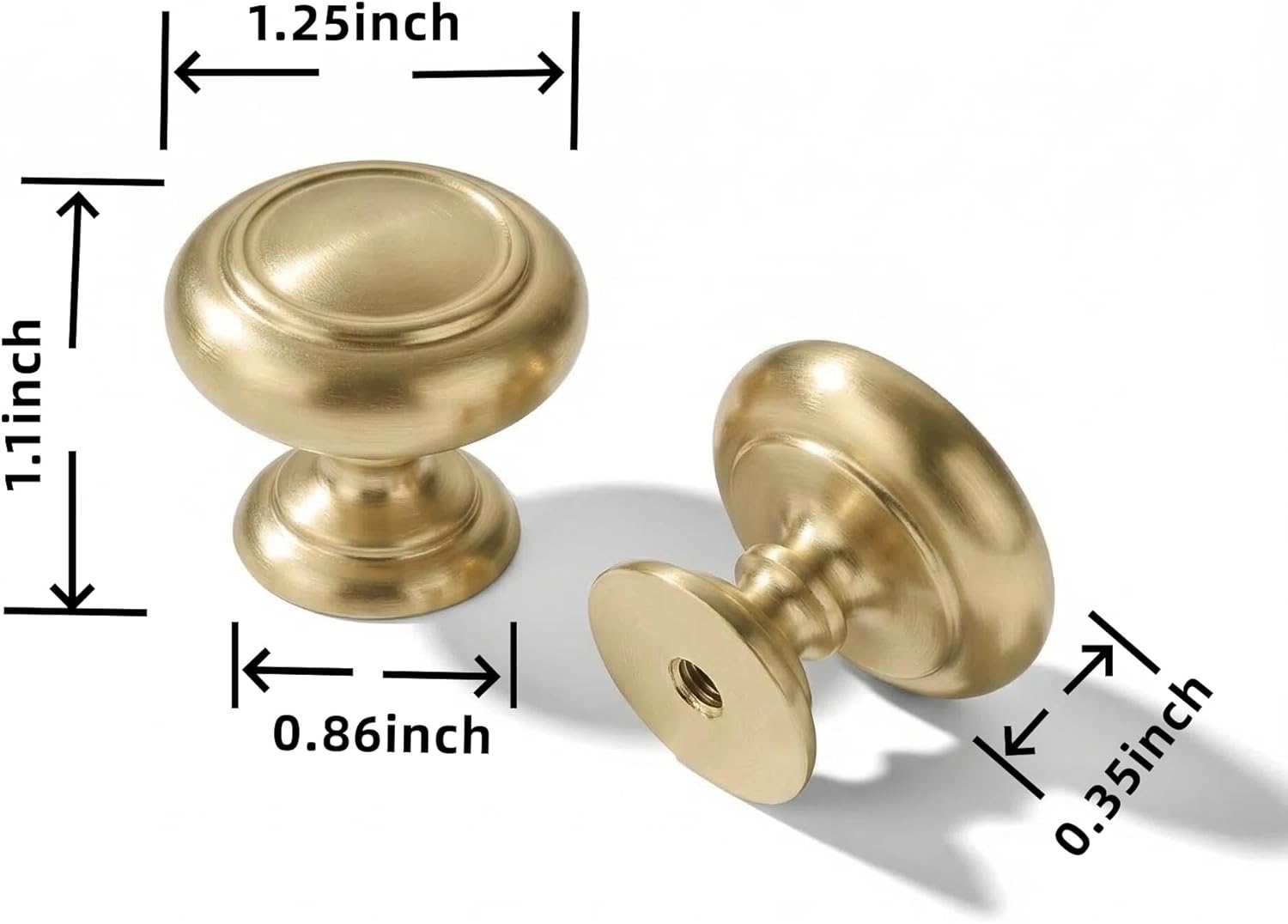 khtumeware 10 Pack Knob Brushed Brass Cabinet knobs Solid Heavy-Duty Bifold Closet Door Knobs Cabinet Hardware Drawers Dressing Table Bathroom Handle