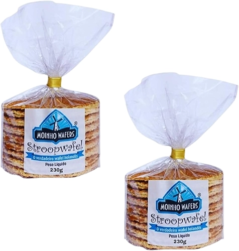 Stroopwafel Holandês Speculoos Moinho Wafers - Kit com 2 Pacotes de Stroopwafel de 230g Cada