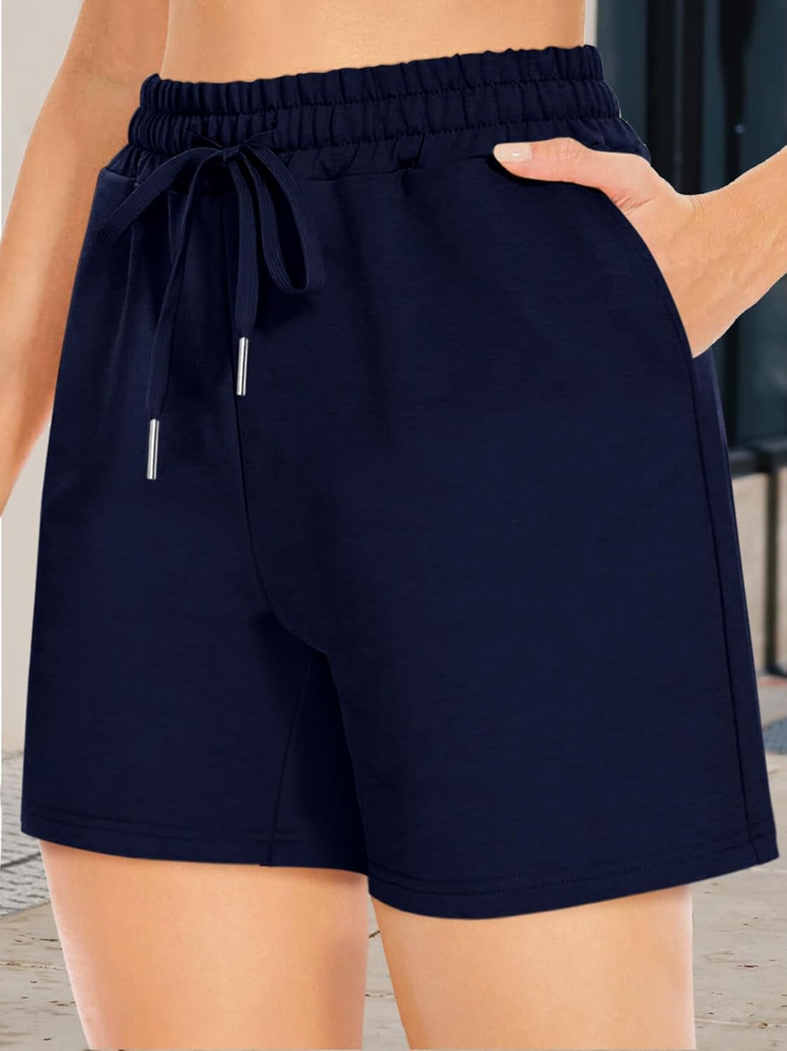 Women's Bermuda Shorts Summer Shorts with 2 Pockets Long Shorts for Women Lounge Walking Athletic