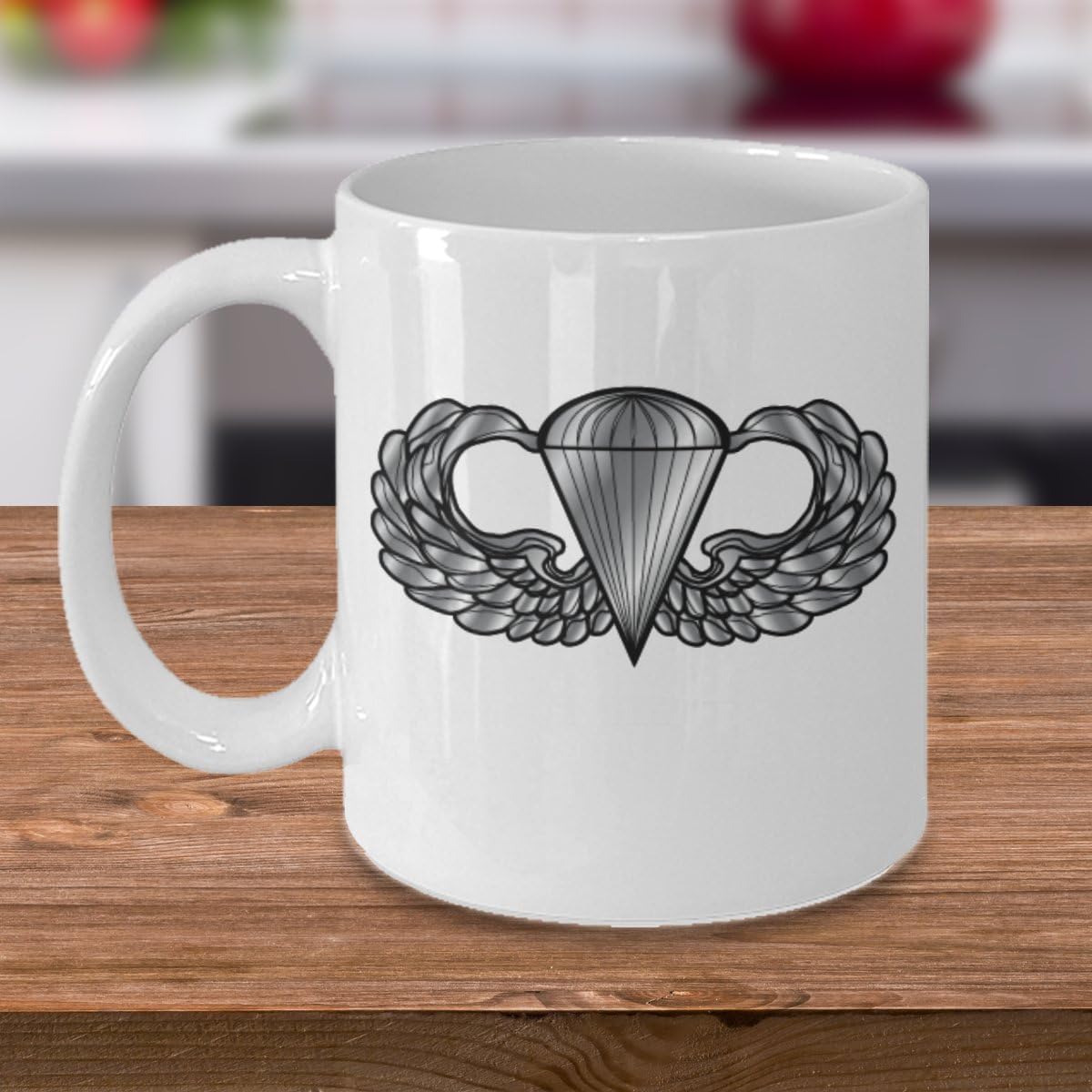 U.S. Army Airborne Coffee Mug - Parachutist Badge - Paratrooper Wings (White, 15oz)