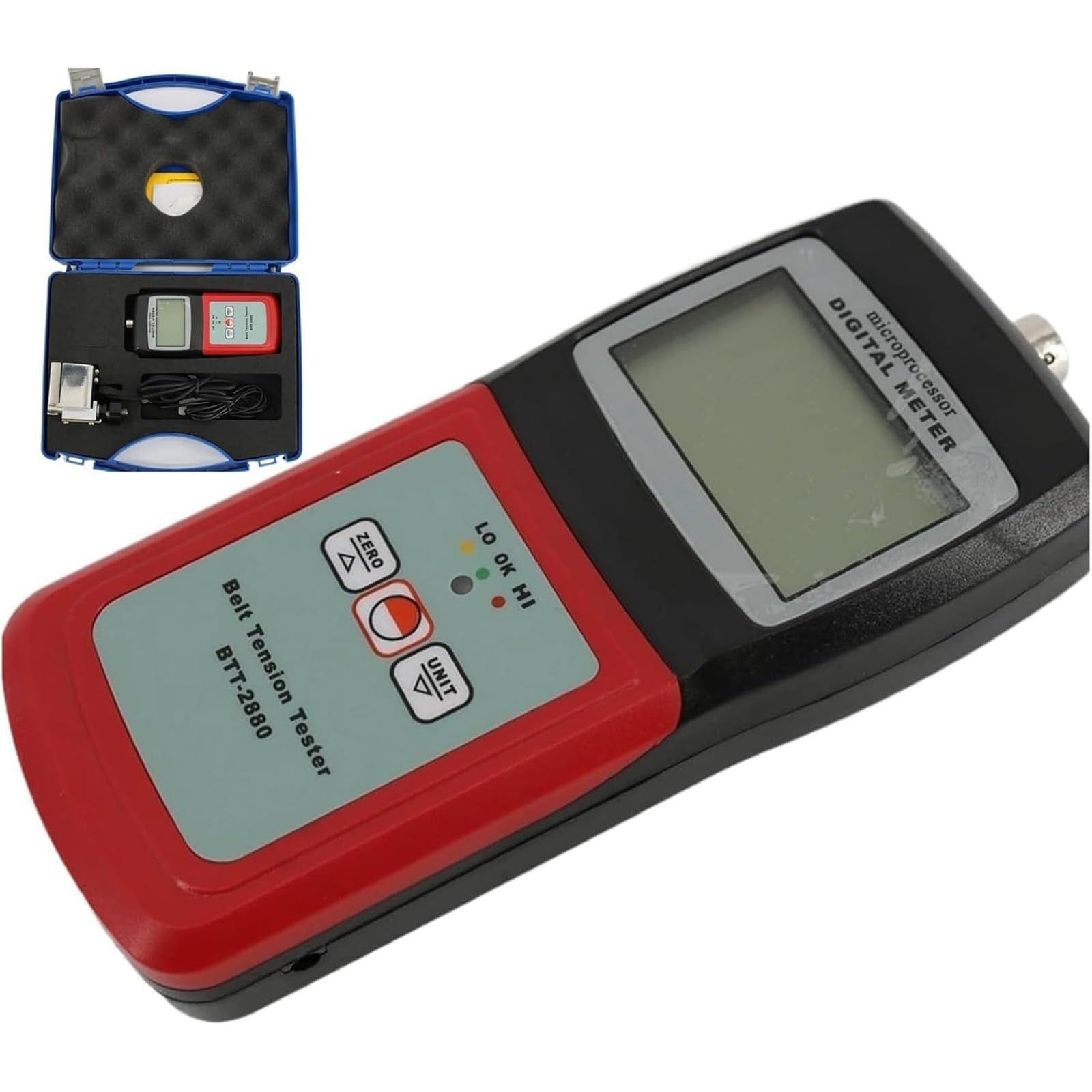Medidor de fuerza digital, medidor de tensión de cinturón sónico con alarma de sonido y luz, pantalla, rango de medición preciso de 0 a 750 N para correas síncronas y V multiacanaladas