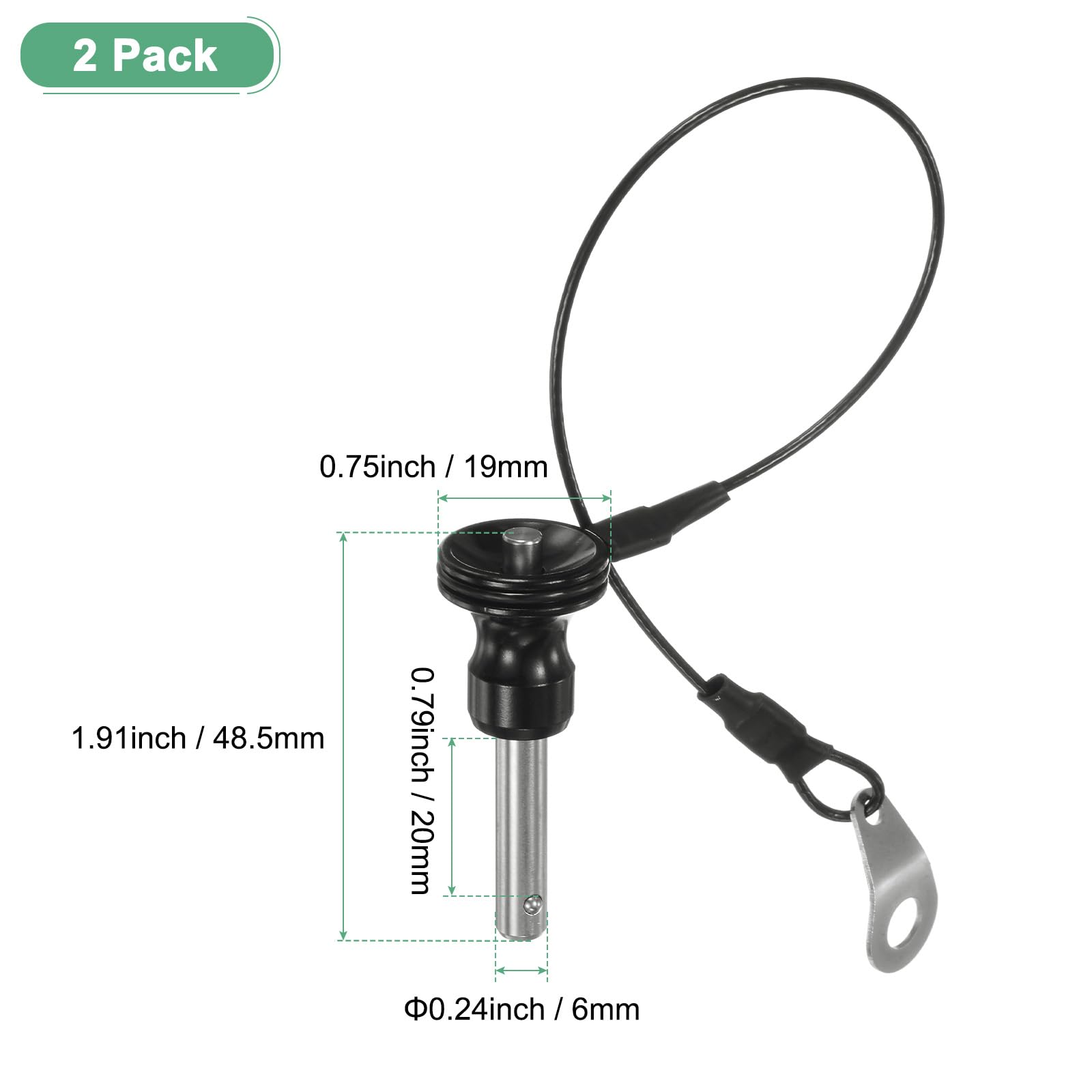 M METERXITY 2Pcs Ball Locking Pins 6mm Dia 20mm Usage Length Push-Button Quick Release Pin, 6mm x 20mm - Image 3