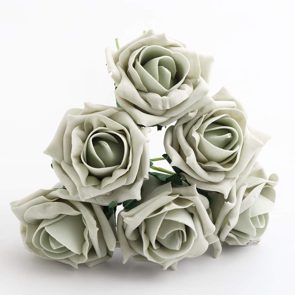 Italian Options Colourfast Artificial Foam Rose Flowers Wedding Bouquet, 5cm, Silver