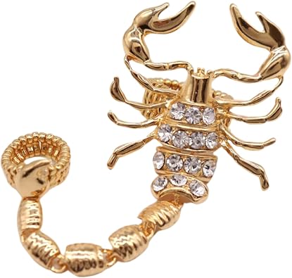 Women Ring Fashion Jewelry Metal Long Scorpion Elastic Band 2 Fingers Gold