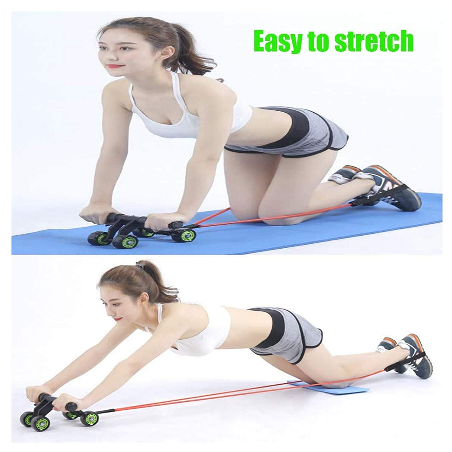 GETZET AB Roller 4 wheel Abdominal Fitness Home Workout Ab Exerciser Abdominal Workout Fitness Exercise Equipment Most Comfortable Wheel.-(black) 2