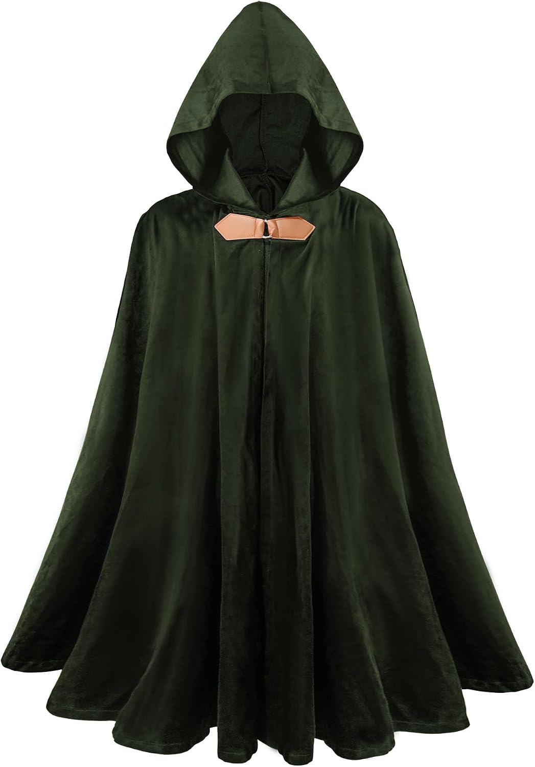 IvyRobes Men Medieval Hooded Cloak Velvet Renaissance Cape with Hood Hobbit Capelet Halloween Dress Up Cosplay Costume