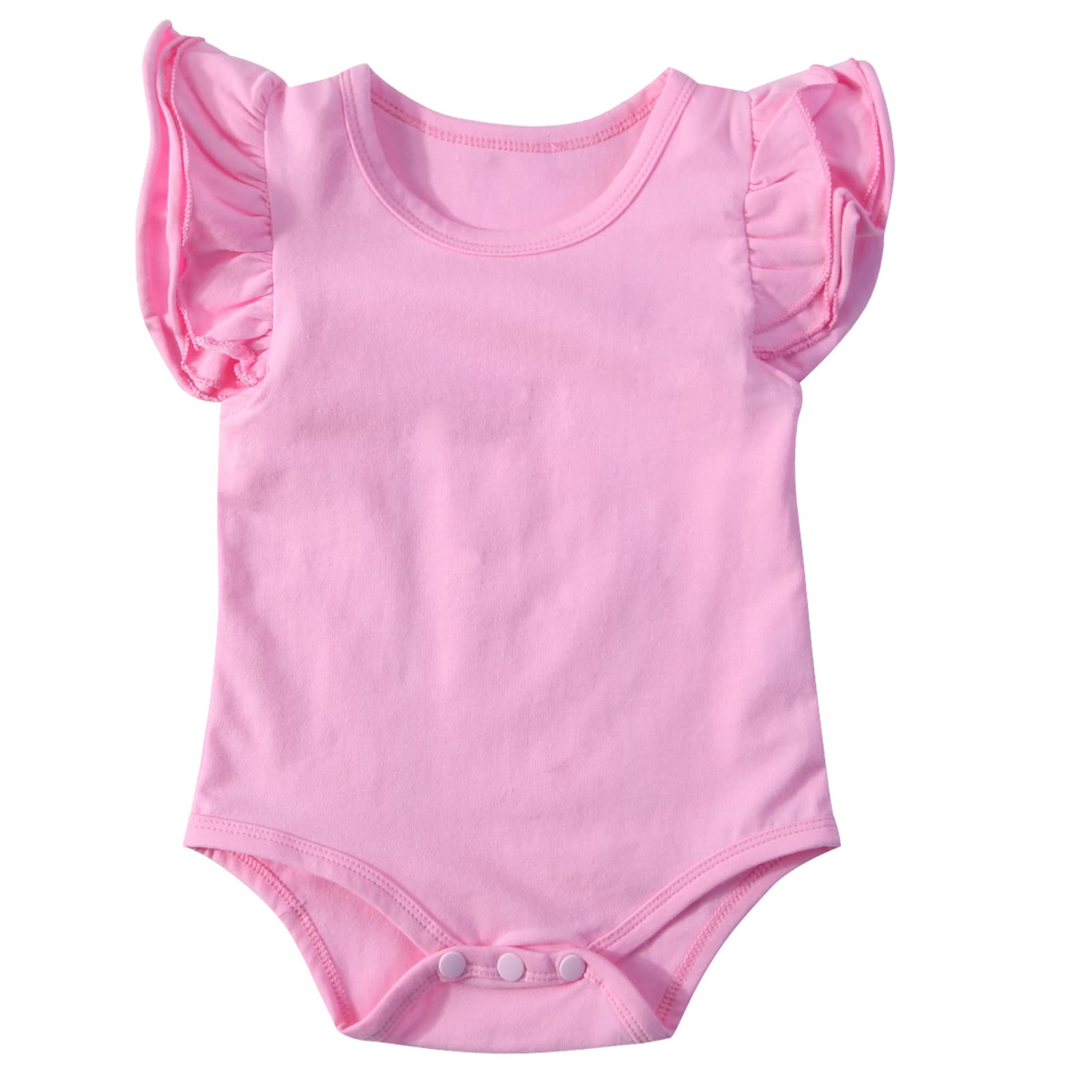 Mubineo Infant Baby Girl Basic Ruffle Short Sleeve Cotton Romper Bodysuit Tops Clothes