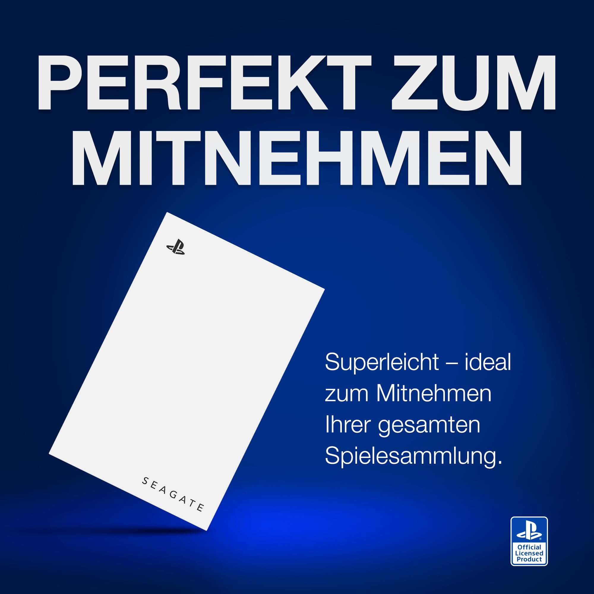 Seagate Game Drive PS4/PS5, 5TB, tragbare externe Festplatte, 2.5 Zoll, USB 3.0, weiß, LED blau, Plug and Play, Modellnr.: STLV5000200