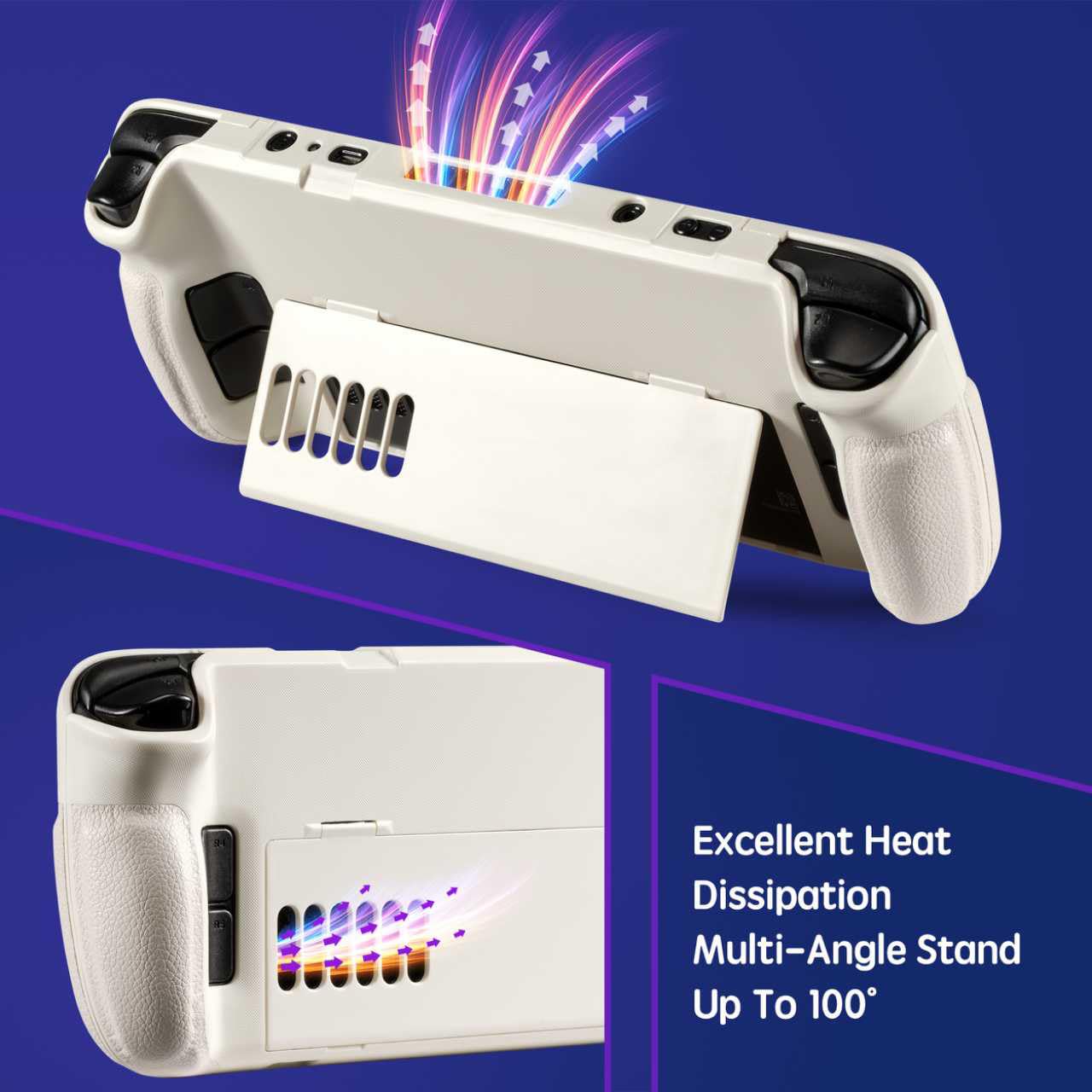 UYIYE Funda protectora para Steam Deck - Funda con función atril - Accesorio fiable en color blanco