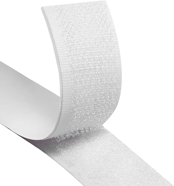 Adhesive Hook and Loop Tape,8M Self Adhesive Sticky Tape,20mm Heavy Duty Reusable Double Sided Sticky Back Fastening Tape(White)