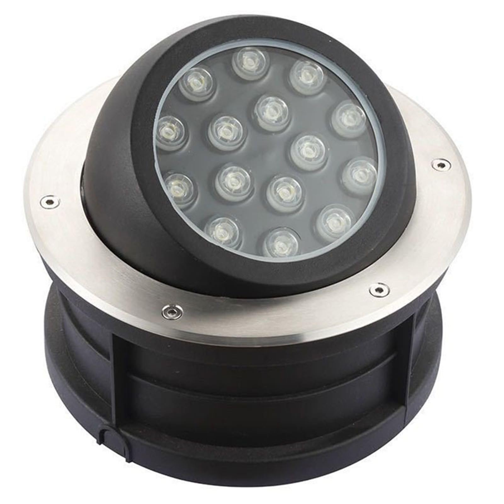 Foco LED Redondo Empotrado De Acero Inoxidable For Exteriores, Resistente Al Agua (IP65), con Ángulo De Visión Oblicuo, Ideal For Iluminación(RGB,18W (24V))