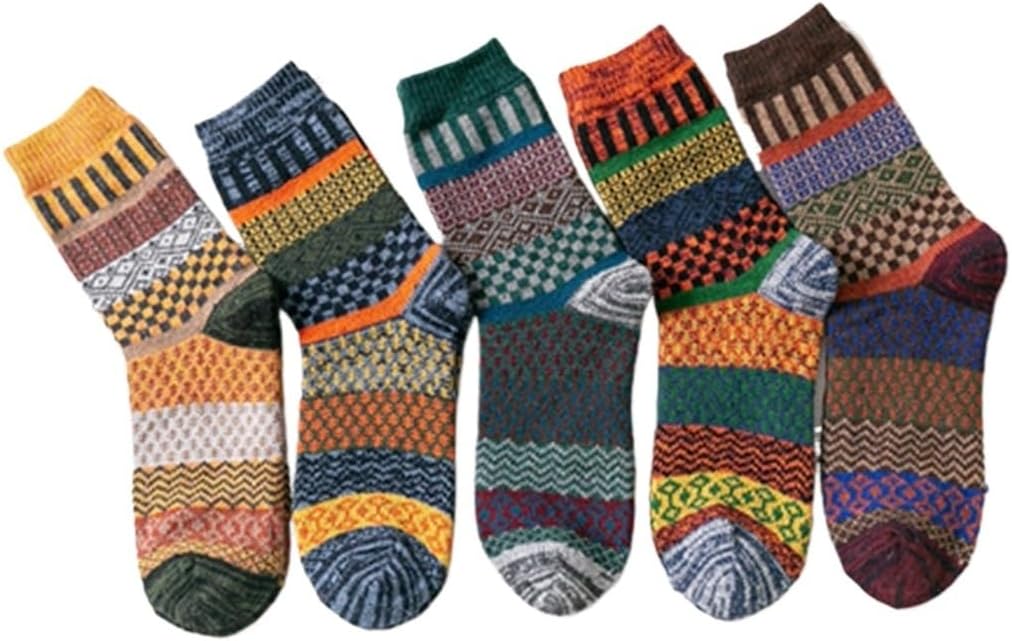 Autumm Winter Men Thicken Warm Harajuku Retro Fashion Casual Wool Cotton Socks Snow