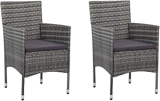 vidaXL 2X Sillas de Comedor para Jardín de Poliratán Sintético Mobiliario Cómodas Robustas Resistentes Funcionales Prácticas Modernas Elegantes Gris