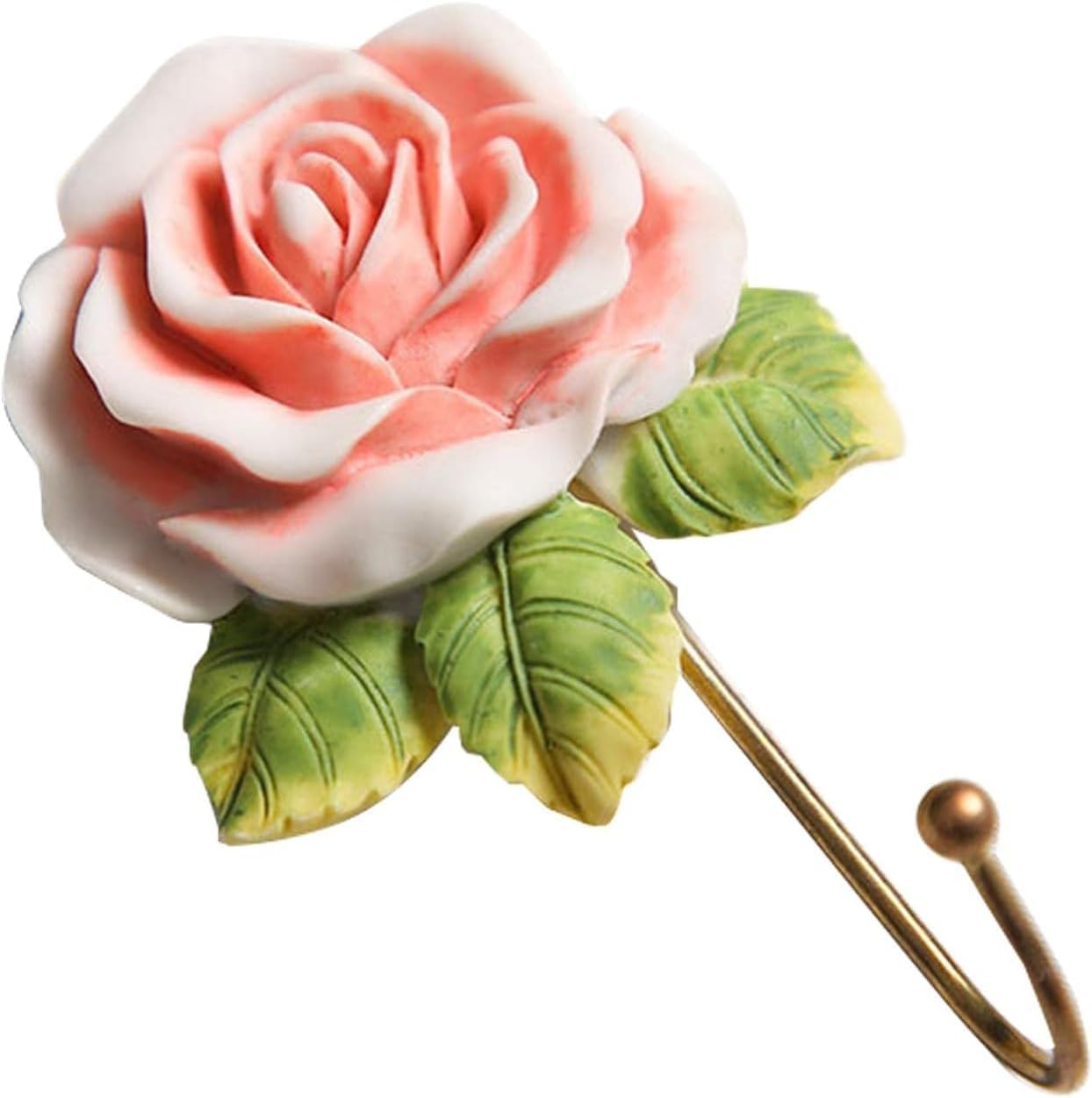 2pcs Rose Resin Wall Hooks Coat Coat Rack Hat Hooks Wall Mounted Cute Wall Decor-Decorative Hooks for Hanging Bathroom Kitchen Room Towels Keys Hats Bags image 4