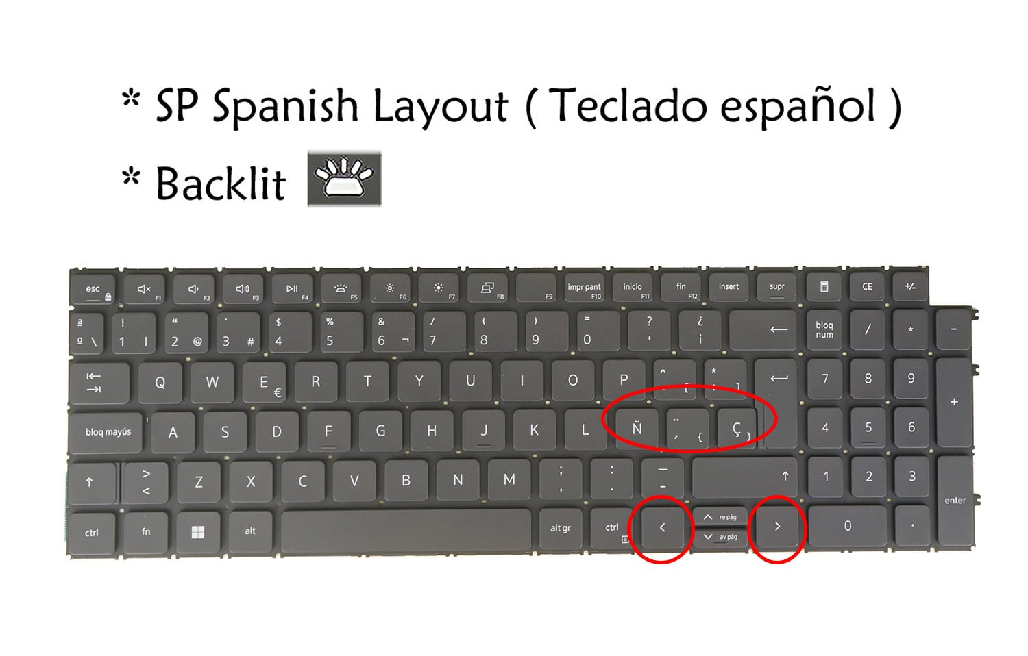 SP Español Teclado para portátil DELL Latitude 3520 3530 0YV32R YV32R, retroiluminado