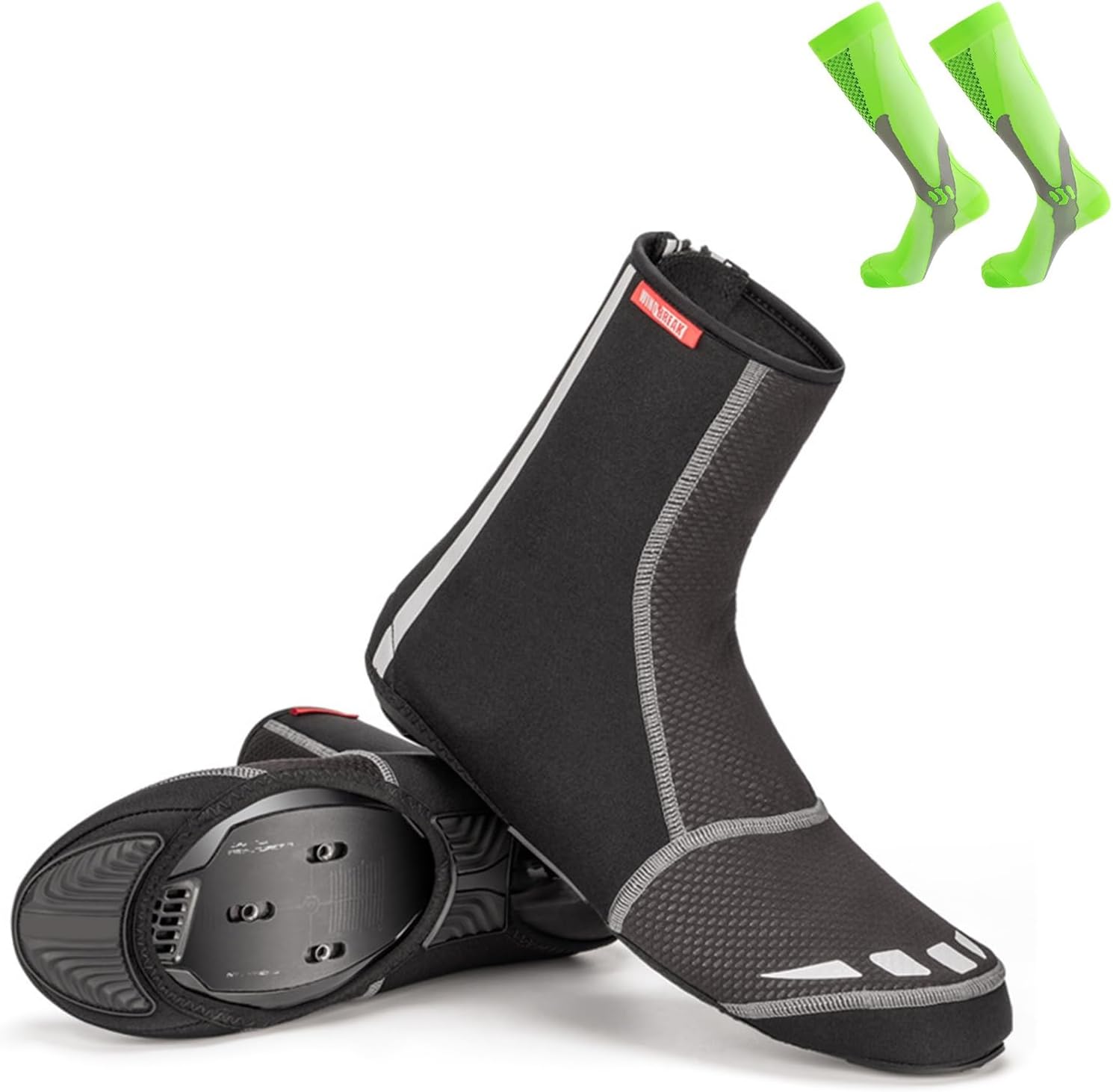 Cycling Shoe Covers for Men Women, Bike Shoes Insulated Booties Covers, Waterproof Shoe Covers Winter, with Cycling Socks Set