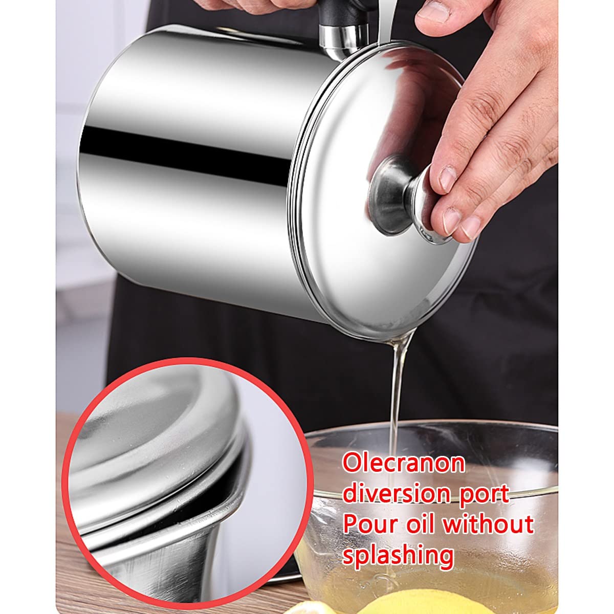 LEIYTFE Filtro De Aceite 47.34oz/ 60.8oz Acero Inoxidable,Colador Y Contenedor De Grasa, Lata De Almacenamiento De Aceite De Cocina para Grasa,Aceite De Fritura Caliente (Size : 1.8L)